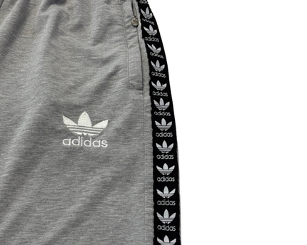Adidas Grey Trefoil Taped Side Athletic Shorts