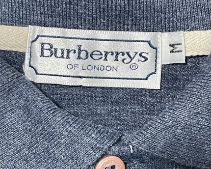 Burberrys Navy Blue Vintage Long Sleeve Polo Shirt