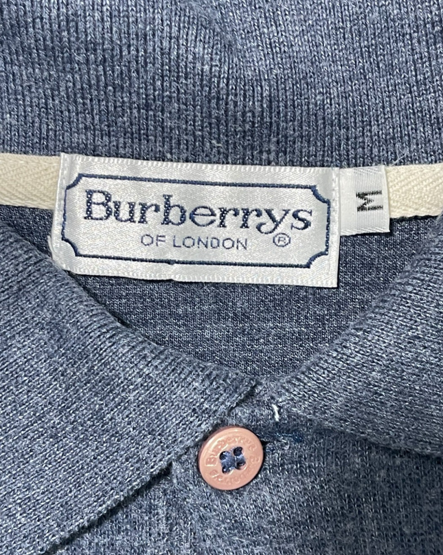 Burberrys Navy Blue Vintage Long Sleeve Polo Shirt