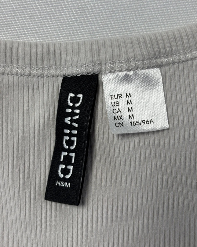 H&M DIVIDED Grey Graphic Ribbed Tank Top