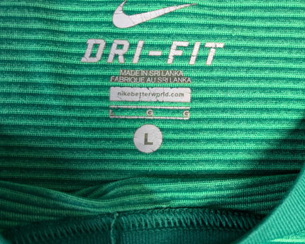 Nike Green Striped Dri-Fit Sports T-Shirt