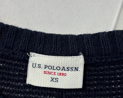 U.S. Polo Assn. Navy Blue Textured Knit Crewneck Sweater