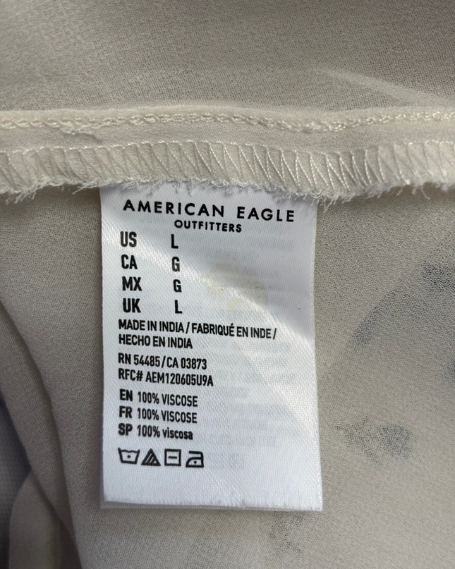 American Eagle White Floral Tiered V-Neck Mini Dress