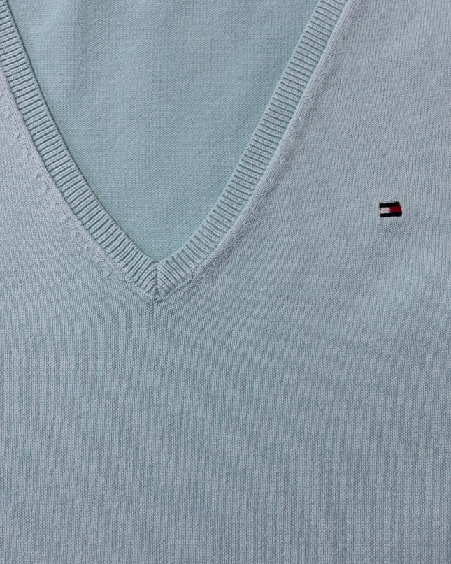Tommy Hilfiger Mint Green V-Neck Lightweight Knit Sweater