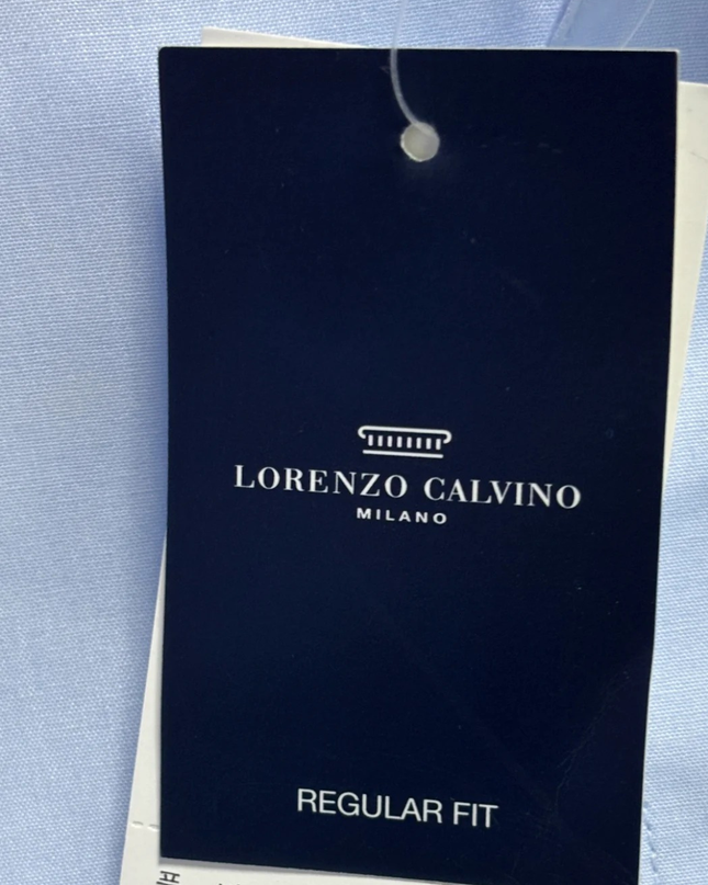 LORENZO CALVINO Light Blue Regular Fit Long Sleeve Shirt W/Tags