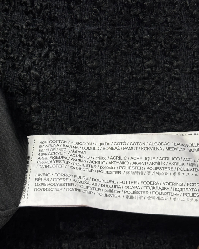 MNG Black Sleeveless Tweed Mini Dress with Frayed Trim