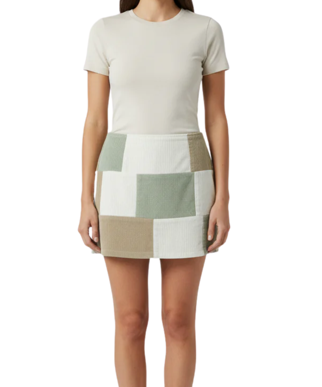 Bershka Multicolor Patchwork Corduroy Mini Skirt