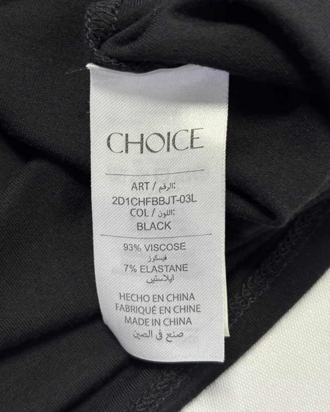 Choice Black Relaxed Fit Short Sleeve Viscose Top