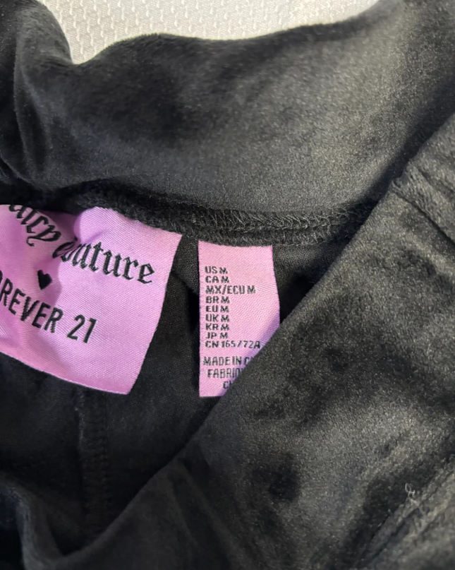 Juicy Couture x Forever 21 Black Velvet Rhinestone Logo Jogger Pants