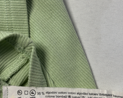 Pull & Bear Green Ribbed Short Sleeve Crop Top