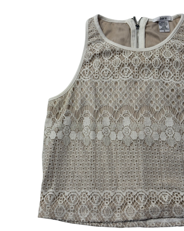 Bar III White Lace Sleeveless Crop Top