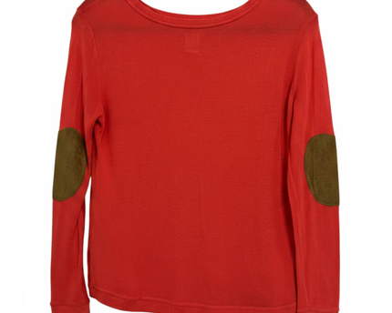 ZARA TRAFALUC Red Lightweight Knit Sweater with Elbow Patches