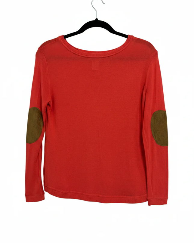 ZARA TRAFALUC Red Lightweight Knit Sweater with Elbow Patches