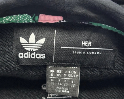 Adidas Black/Multicolor Floral Her Studio London Cropped Hoodie