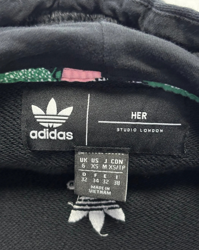 Adidas Black/Multicolor Floral Her Studio London Cropped Hoodie