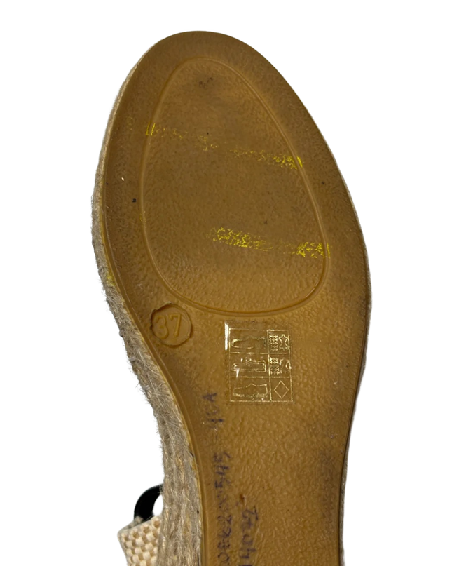 Le Silla Black Lace and Sequin Wedge Espadrilles