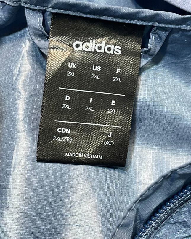 Adidas Blue Full Zip Hooded Windbreaker Jacket