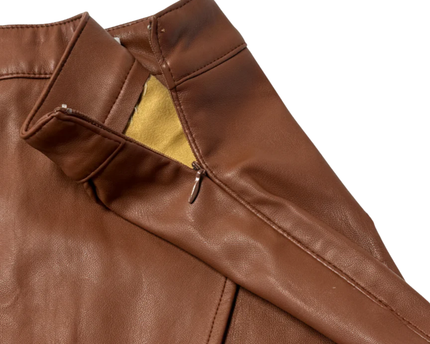 NA-KD Brown Faux Leather Wrap Midi Skirt