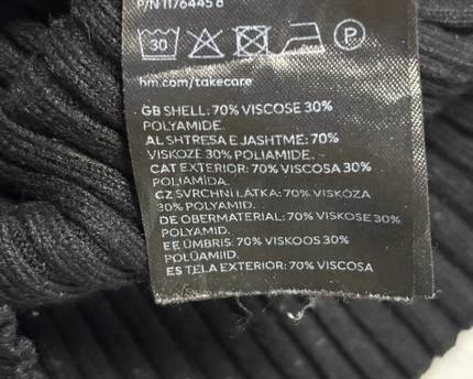 H&M Black Ribbed Long Sleeve Crop Top