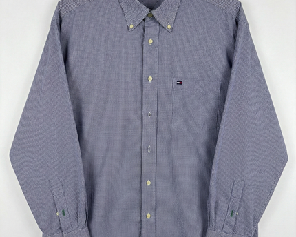 Tommy Hilfiger Blue Micro Gingham Long Sleeve Button-Down Shirt