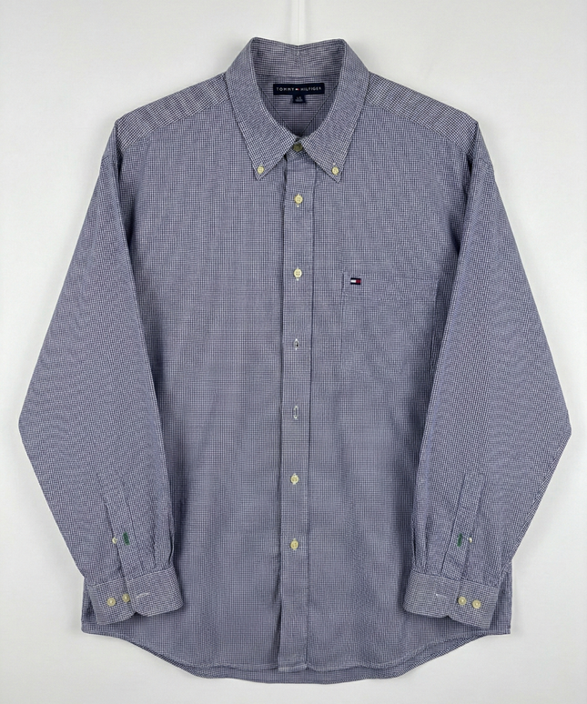 Tommy Hilfiger Blue Micro Gingham Long Sleeve Button-Down Shirt