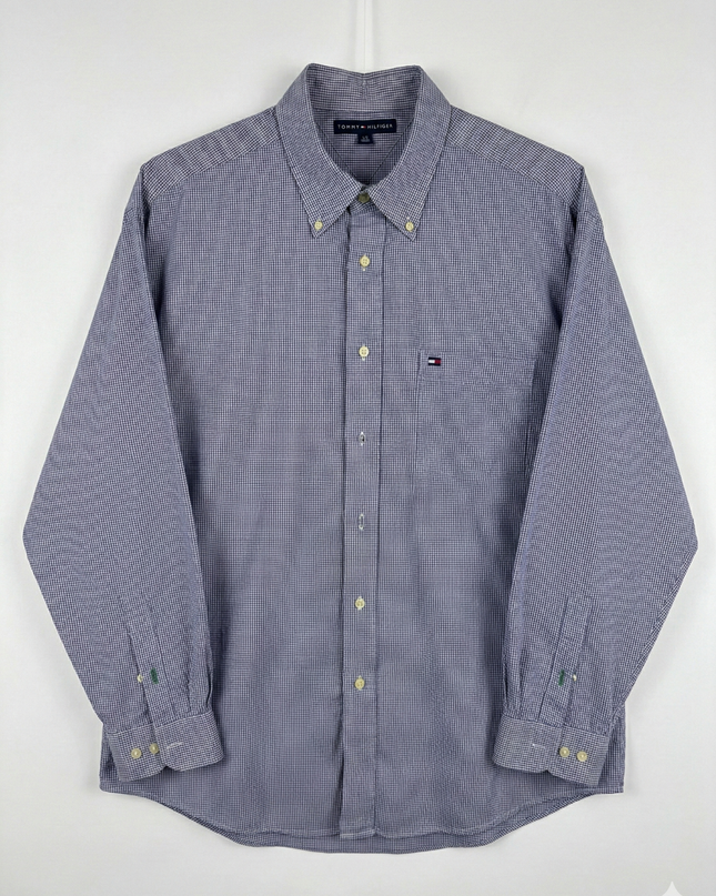 Tommy Hilfiger Blue Micro Gingham Long Sleeve Button-Down Shirt