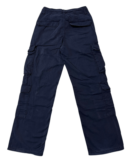 Bershka Navy Blue Multi-Pocket Cargo Pants