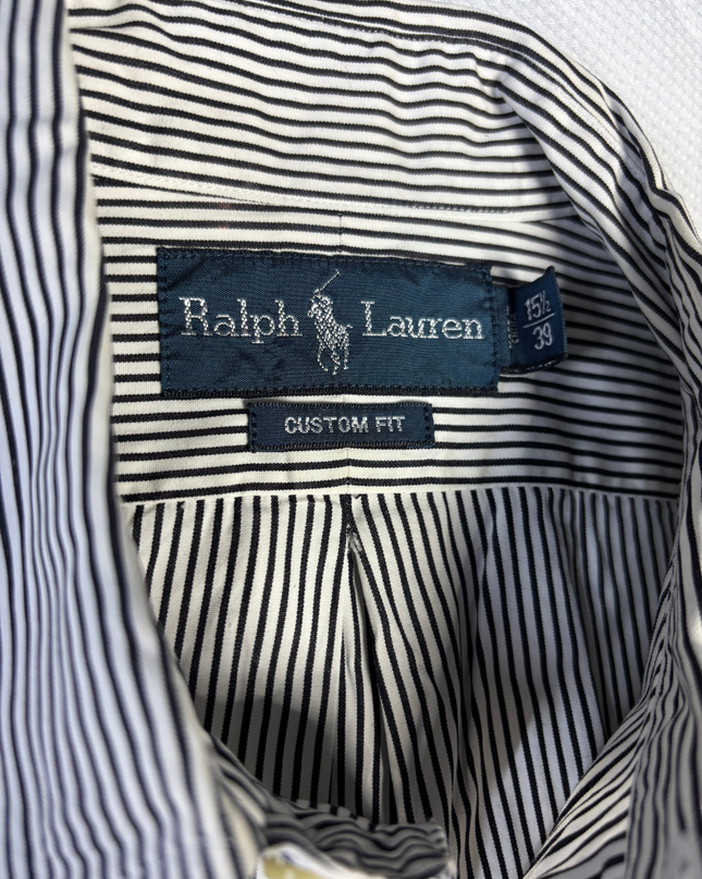 Ralph Lauren Navy/White Striped Custom Fit Button-Down Shirt