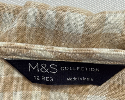 M&S Collection Beige Gingham Wrap Midi Dress