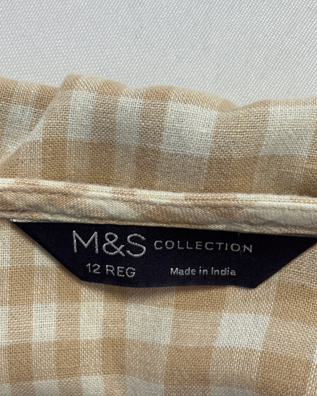 M&S Collection Beige Gingham Wrap Midi Dress