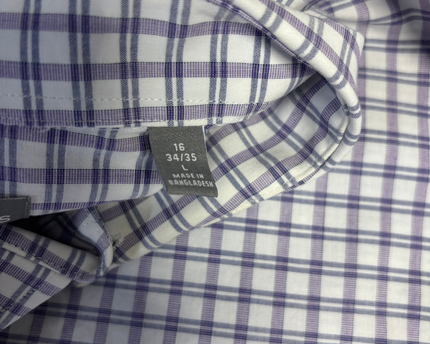 Michael Kors Purple and White Plaid Slim Fit Button Down Shirt