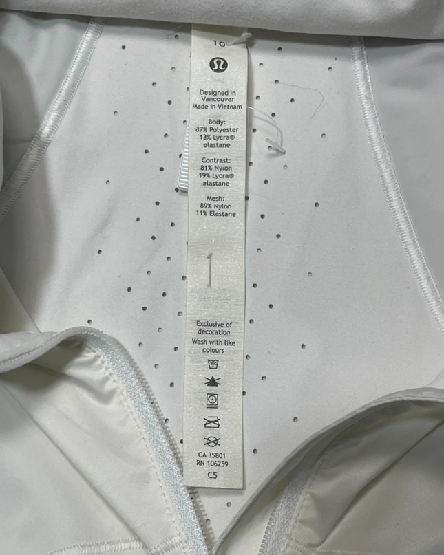Lululemon White Full-Zip Lightweight Athletic Sports Jacket