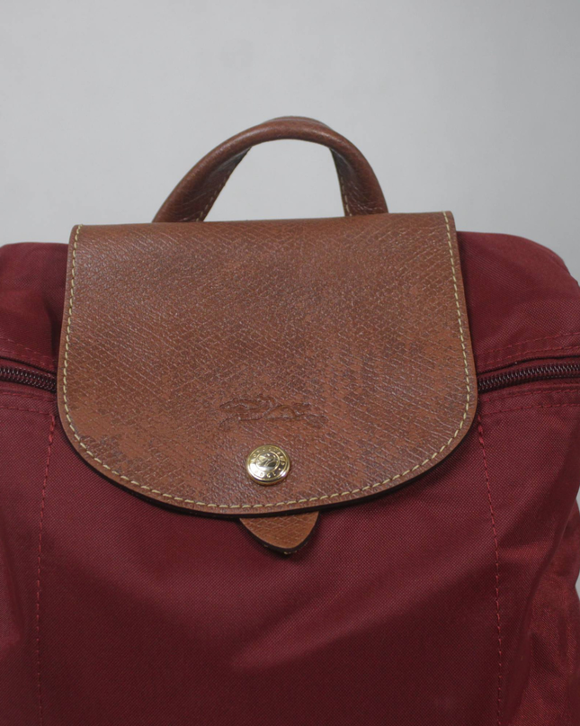 Longchamp Maroon Le Pliage Nylon Backpack