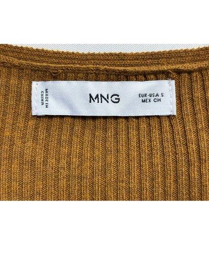 MNG Brown Ribbed Knit Wrap Midi Dress