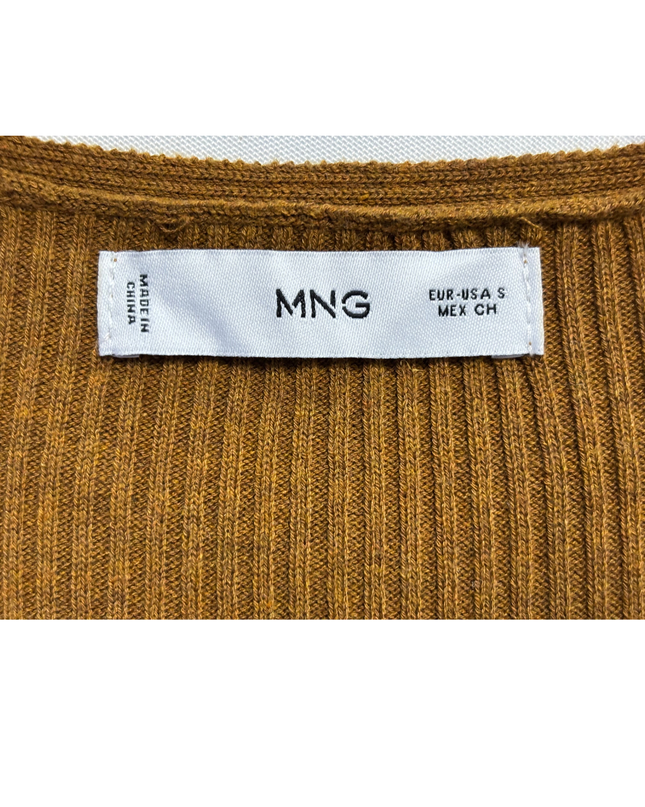 MNG Brown Ribbed Knit Wrap Midi Dress