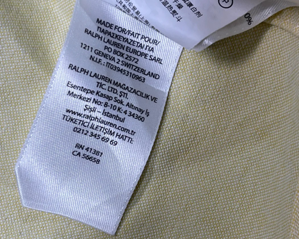 Ralph Lauren Classic Yellow Long Sleeve Button Down Shirt