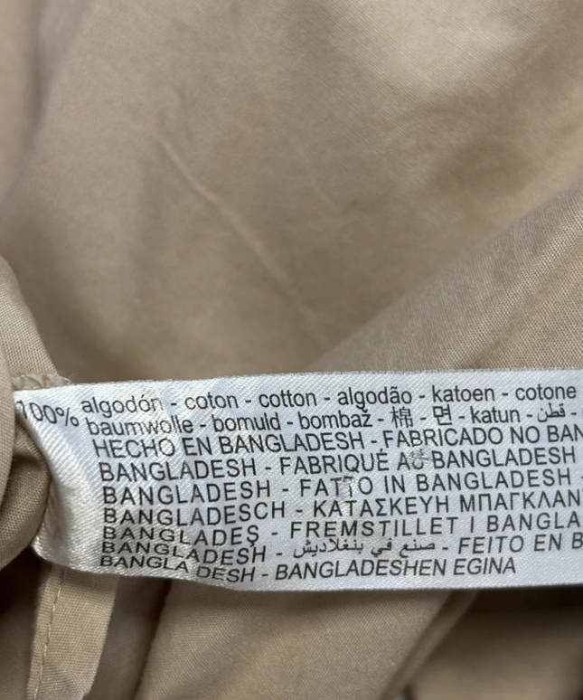 Zara Beige Oversized Button-Down Cotton Shirt