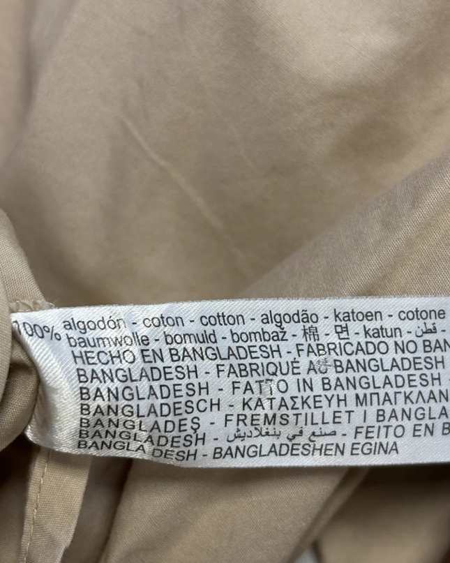 Zara Beige Oversized Button-Down Cotton Shirt