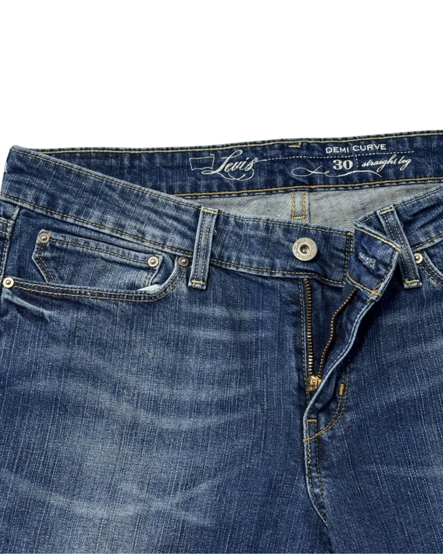 Levi's Blue Demi Curve Straight Leg Jeans