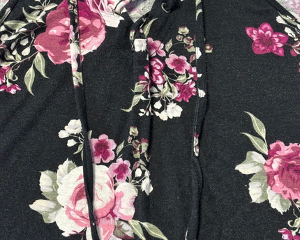 Ardene Black Floral Sleeveless Lace-Up Tank Top