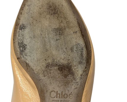 Chloe Beige Scalloped Slingback Flats