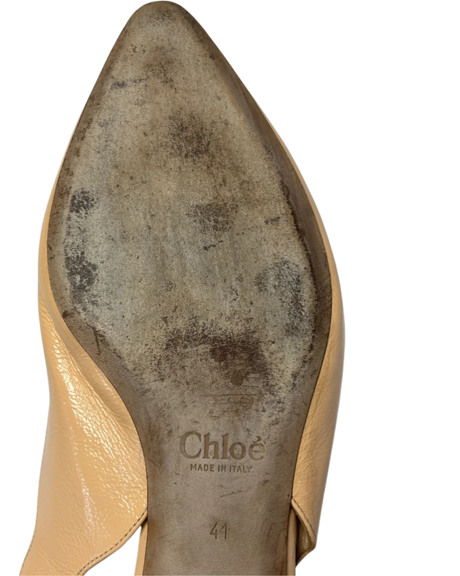 Chloe Beige Scalloped Slingback Flats