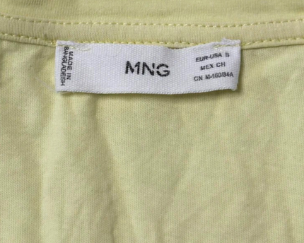 MNG Pastel Yellow V-Neck Short Sleeve T-Shirt