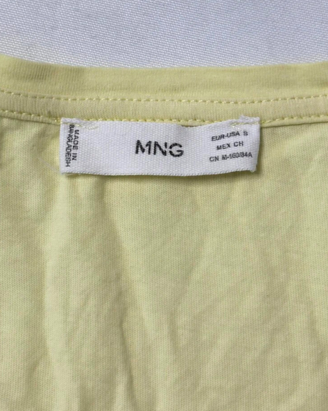 MNG Pastel Yellow V-Neck Short Sleeve T-Shirt