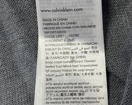 Calvin Klein Grey Textured Italian Yarn Sweater