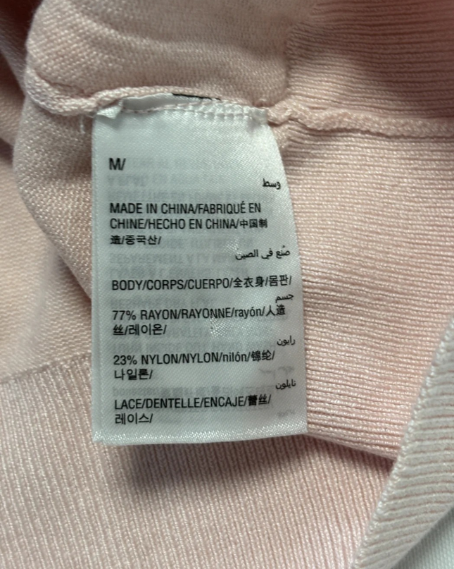 Charter Club Pink Floral Lace Overlay Button-Up Cardigan