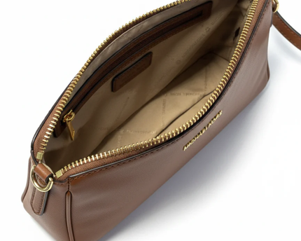 MICHAEL KORS Brown Saffiano Leather Dome Crossbody Bag