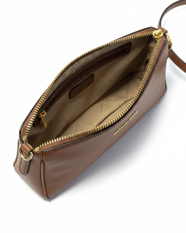 MICHAEL KORS Brown Saffiano Leather Dome Crossbody Bag