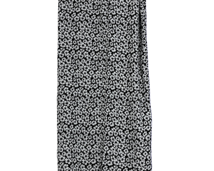 Bershka Black and White Floral Ruched Midi Skirt