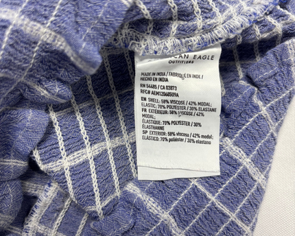 American Eagle Blue/White Striped Tie-Front Smocked Top